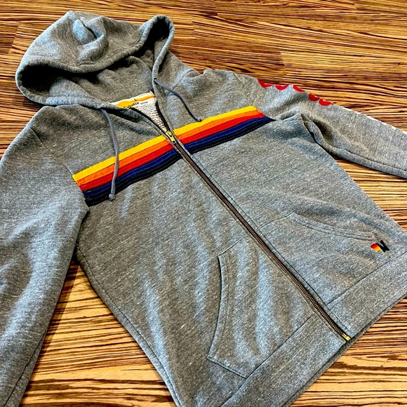 Aviator Nation Heather Grey 5 Stripe Hoodie size Large - Picture 2 of 6